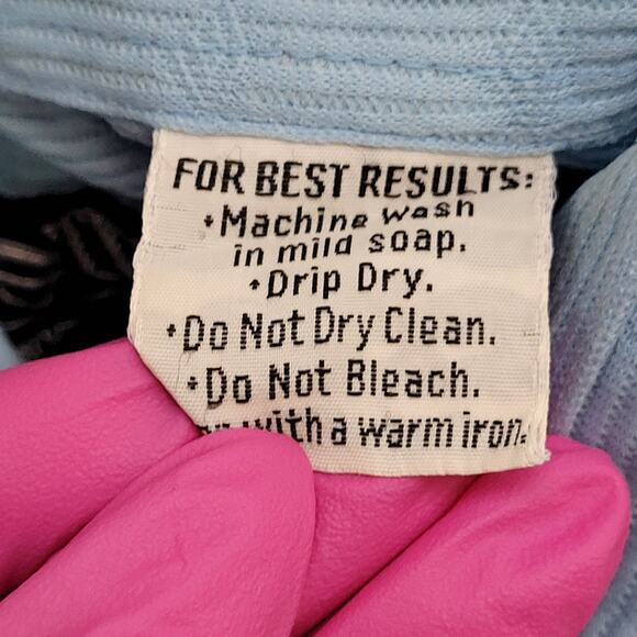 Vintage 70s Disco Button Shirt Medium 19x25 Polyester Blue - Picture 8 of 14